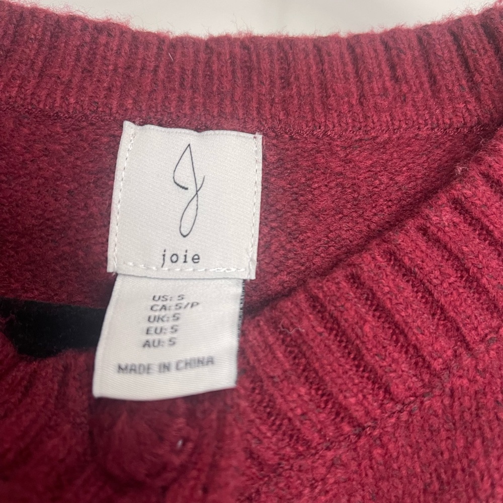 Women's Burgundy Sweater with Pink Rose Embroidery - Picture 5 of 5